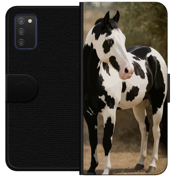 Kompatibelt Lommeboketui til Samsung Galaxy A03s Vakker Hest - elegant illustrasjon av hestemotiv