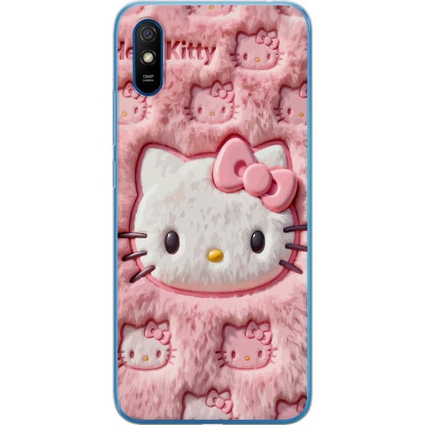 Kompatibelt Mobilskal till Xiaomi Redmi 9A Hello Kitty-inspirerad rosa fluffdesign med ikoniskt kattansikte i kawaii-stil