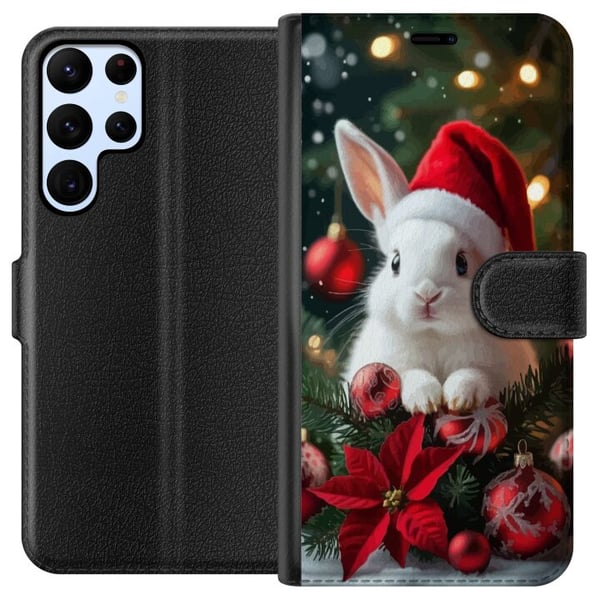 Yhteensopiva Lompakkokotelo Samsung Galaxy S22 Ultra 5G Joulukani tonttulakilla söpö pupu talvi punaiset koristeet juhlava kawaii joulu kodikkaat val Yhteensopiva Lompakkokotelo Samsung Galaxy S22 Ultra 5G Joulukani tonttulakilla söpö pupu talvi punaiset koristeet juhlava kawaii joulu kodikkaat val