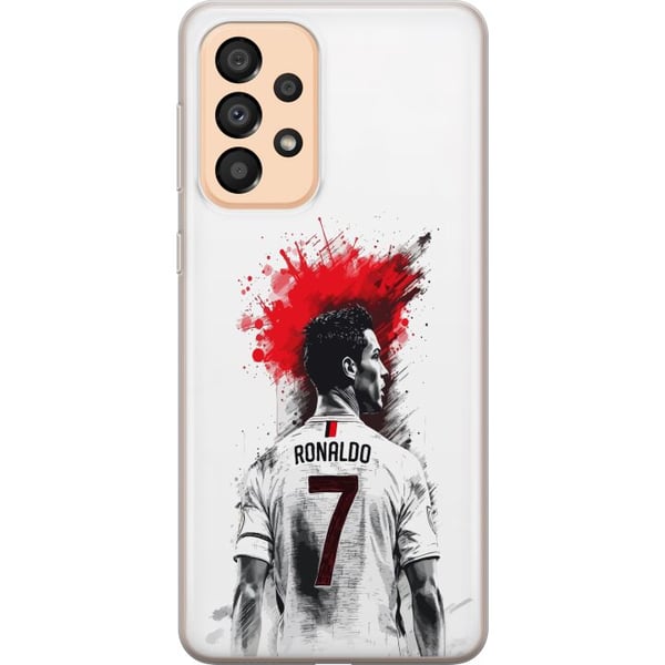 Yhteensopiva Puhelinkuori Samsung Galaxy A33 5G Ronaldo Red Energy -aihe, jossa Cristiano Ronaldo on tyylitellyssä puna-valkoisessa designissa ja ilm