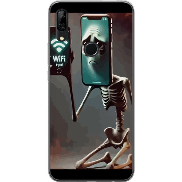 Kompatibel Mobilcover til Huawei P Smart Z Italiensk Brainrot-motiv – Skelet med mobil og svagt WiFi i unikt design
