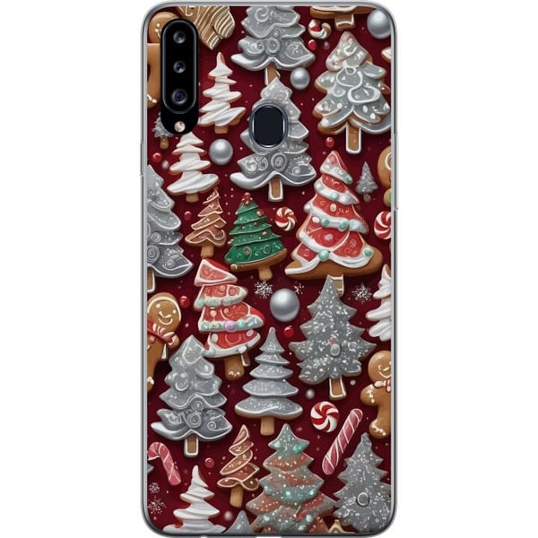 Kompatibelt Mobilskal till Samsung Galaxy A20s Christmas cookies julkakor gingerbread granar pepparkakor holiday pattern candy cane julgran design