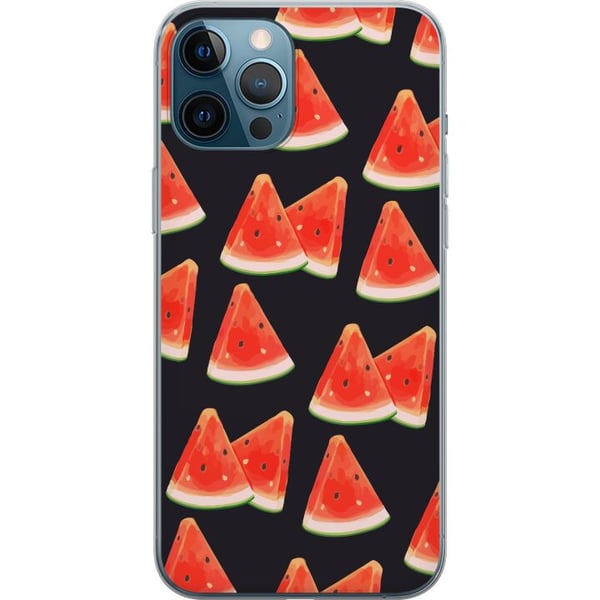 Kompatibelt Mobildeksel til Apple iPhone 12 Pro Max Vannmelon-sommermønster – frisk vannmelondesign med røde fruktskiver mot mørk bakgrunn