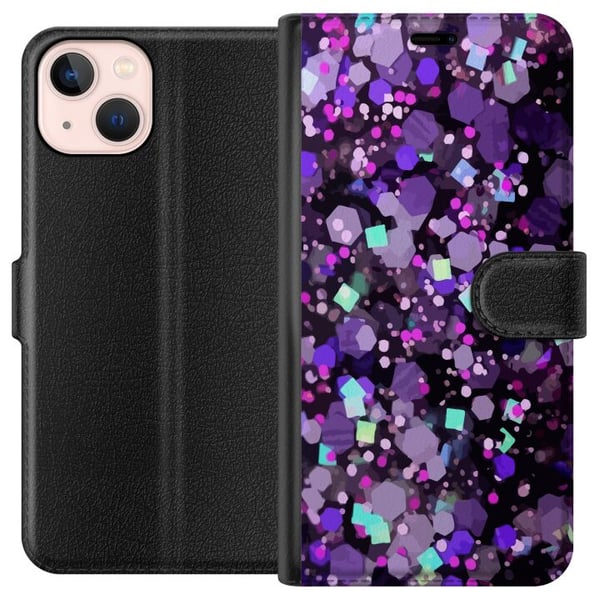 Kompatibelt Lommeboketui til Apple iPhone 13 mini Lilla Glitter Kompatibelt Lommeboketui til Apple iPhone 13 mini Lilla Glitter