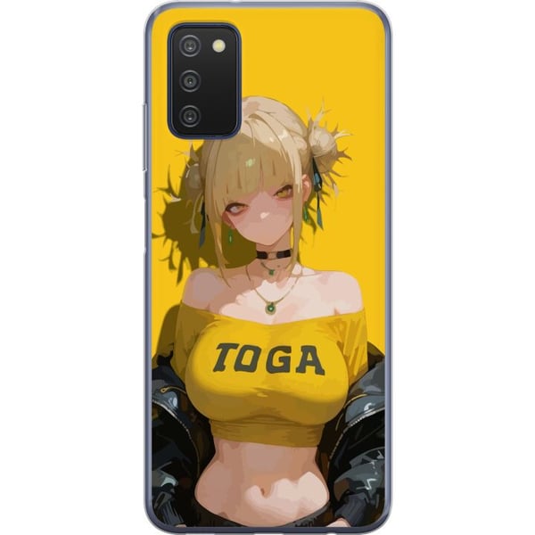 Kompatibelt Mobildeksel til Samsung Galaxy A03s Gul animeinspirert illustrasjon med blond karakter, sterk bakgrunn, kawaii-stil for trendy motiver