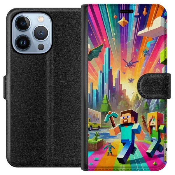 Kompatibelt Plånboksfodral till Apple iPhone 13 Pro Fortnite vs Minecraft Kompatibelt Plånboksfodral till Apple iPhone 13 Pro Fortnite vs Minecraft