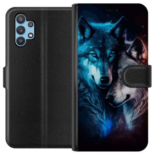 Kompatibelt Plånboksfodral till Samsung Galaxy A32 5G Vargar i natten