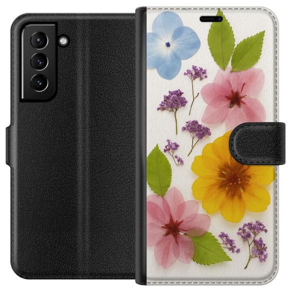Kompatibelt Lommeboketui til Samsung Galaxy S21+ 5G Pressede blomster Kompatibelt Lommeboketui til Samsung Galaxy S21+ 5G Pressede blomster