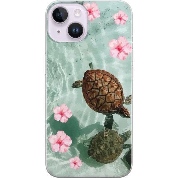 Kompatibelt Mobilskal till Apple iPhone 14 Sköldpaddor och hibiskus tropisk design med blommor och vatten lugn semesterkänsla inspirerad av hav och p