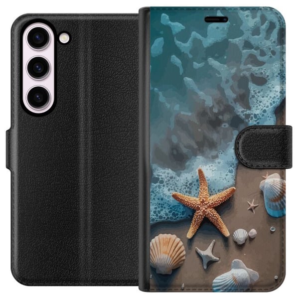 Kompatibel Tegnebogsetui til Samsung Galaxy S23 Søstjerne og muslinger stranddesign med rolige bølger hav og sand inspireret af feriestemning natur o Kompatibel Tegnebogsetui til Samsung Galaxy S23 Søstjerne og muslinger stranddesign med rolige bølger hav og sand inspireret af feriestemning natur o