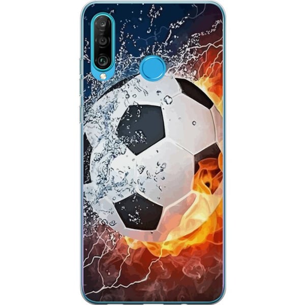 Kompatibelt Mobilskal till Huawei P30 lite Fotboll Eld