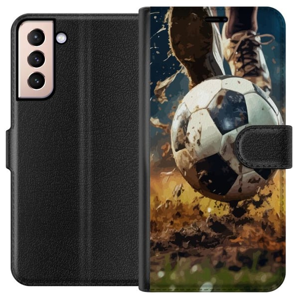 Kompatibelt Plånboksfodral till Samsung Galaxy S21 Fotboll
