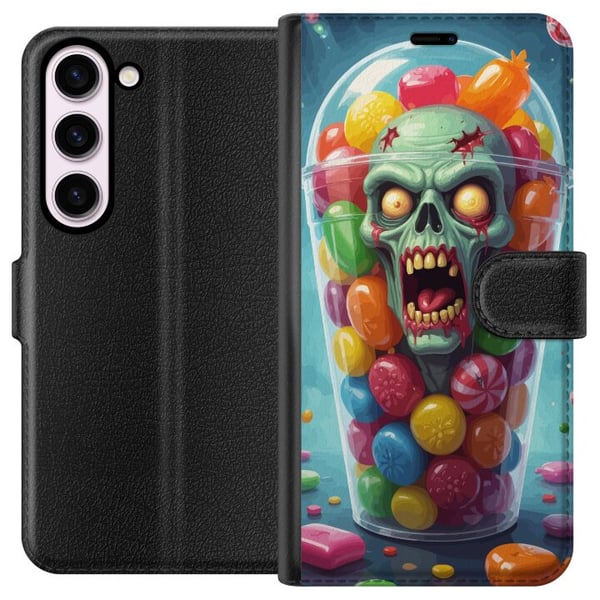 Kompatibel Tegnebogsetui til Samsung Galaxy S23 Zombie plakat slikbæger horror kunst slik kranie skræmmende farverig halloween uhyggelig design