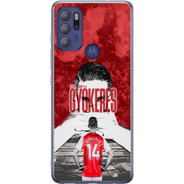 Kompatibel Mobilcover til Motorola Moto G60S Viktor Gyökeres Red Passion Design fodboldinspireret kunst med stærk energi, kraft og sporty stemning i