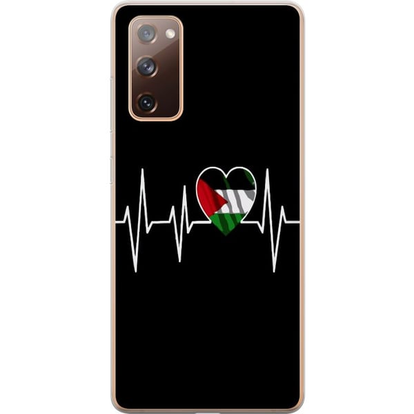 Kompatibelt Mobilskal till Samsung Galaxy S20 FE Palestina hjärta med EKG linje flaggfärger svart röd vit grön stark symbol för kärlek och frihet