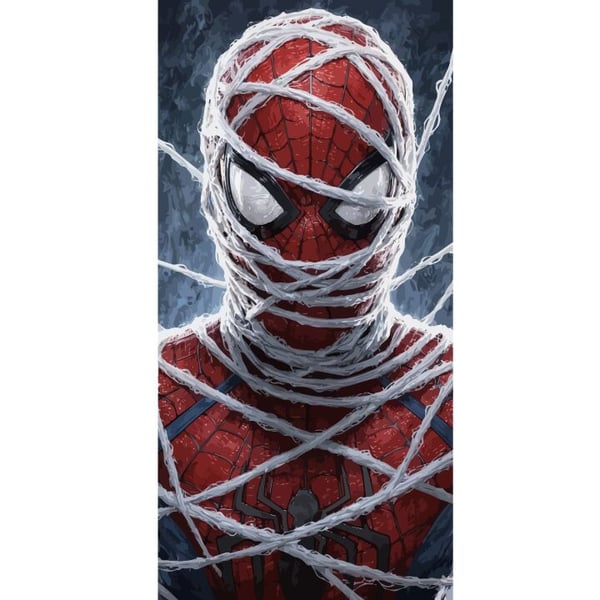 Yhteensopiva Lompakkokotelo Apple iPhone 13 Pro Spider-Man tiheiden verkkokerrosten peittämänä dramaattisessa lähikuvassa, joka korostaa maskin raken