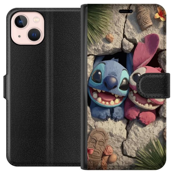Kompatibelt Plånboksfodral till Apple iPhone 13 mini Stitch Angel Lilo & Stitch Motiv Disney Kärlek Seriefigur Kompatibelt Plånboksfodral till Apple iPhone 13 mini Stitch Angel Lilo & Stitch Motiv Disney Kärlek Seriefigur