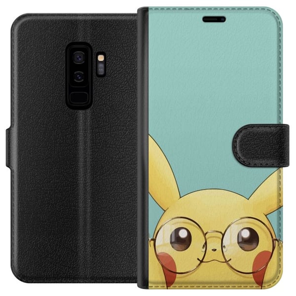 Kompatibelt Plånboksfodral till Samsung Galaxy S9+ Pikachu glasögon Kompatibelt Plånboksfodral till Samsung Galaxy S9+ Pikachu glasögon