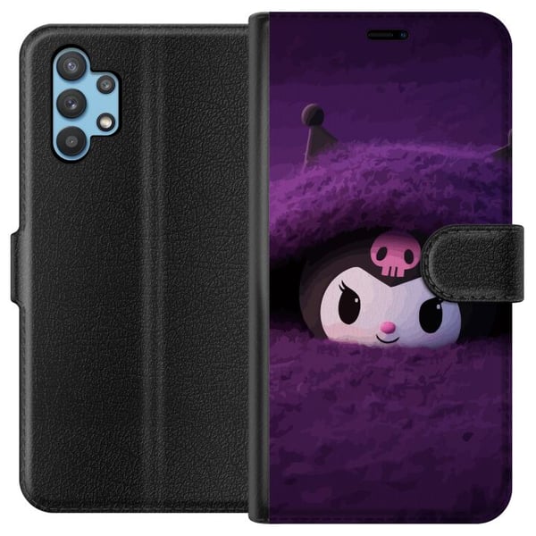 Kompatibelt Plånboksfodral till Samsung Galaxy A32 5G Kuromi-inspirerad figur i lila fluffig fantasy-miljö med mystisk kawaii-känsla Kompatibelt Plånboksfodral till Samsung Galaxy A32 5G Kuromi-inspirerad figur i lila fluffig fantasy-miljö med mystisk kawaii-känsla