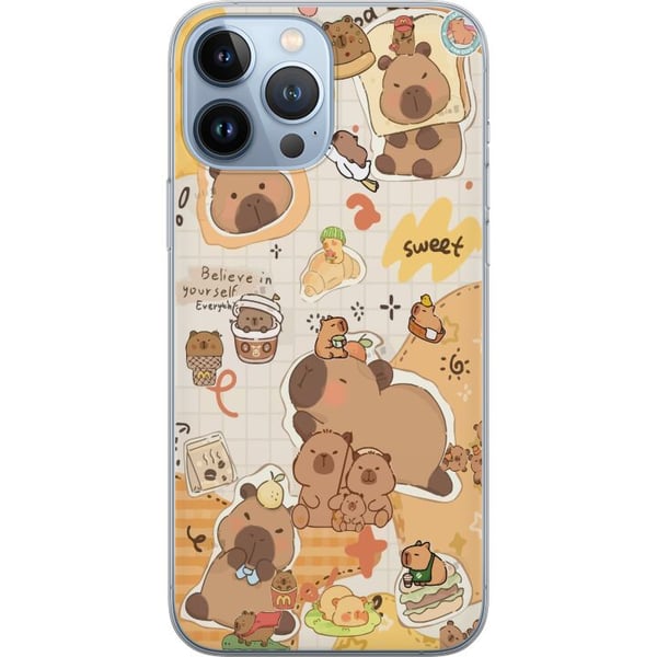Kompatibelt Mobildeksel til Apple iPhone 13 Pro Max Kawaii capybara mobilskal med gulliga djurmotiv