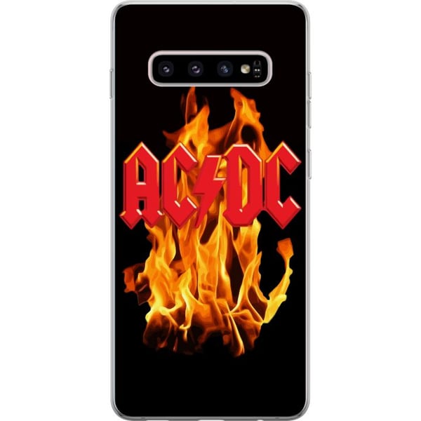 Kompatibel Mobilcover til Samsung Galaxy S10+ ACDC Flames Rockmusikband Guitar
