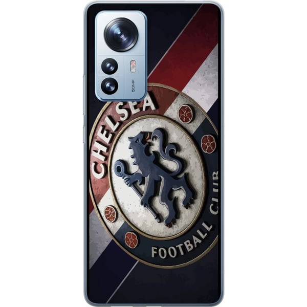 Kompatibelt Mobilskal till Xiaomi 12 Pro Chelsea FC emblem i 3D stil med blå vita och röda detaljer som ger ett kraftfullt elegant sportmotiv för fan