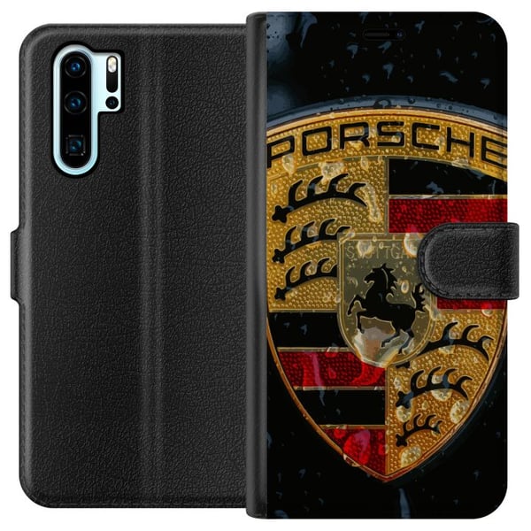 Kompatibelt Plånboksfodral till Huawei P30 Pro Porsche crest poster luxury car emblem sportbil logo Stuttgart klassisk retro design bil brand art