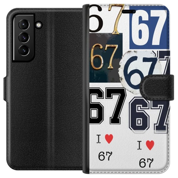 Kompatibelt Lommeboketui til Samsung Galaxy S21+ 5G 67-meme vintage-tallkollasj – retro 6–7-nummerdesign med klassiske skrifttyper og vintagefølelse Kompatibelt Lommeboketui til Samsung Galaxy S21+ 5G 67-meme vintage-tallkollasj – retro 6–7-nummerdesign med klassiske skrifttyper og vintagefølelse