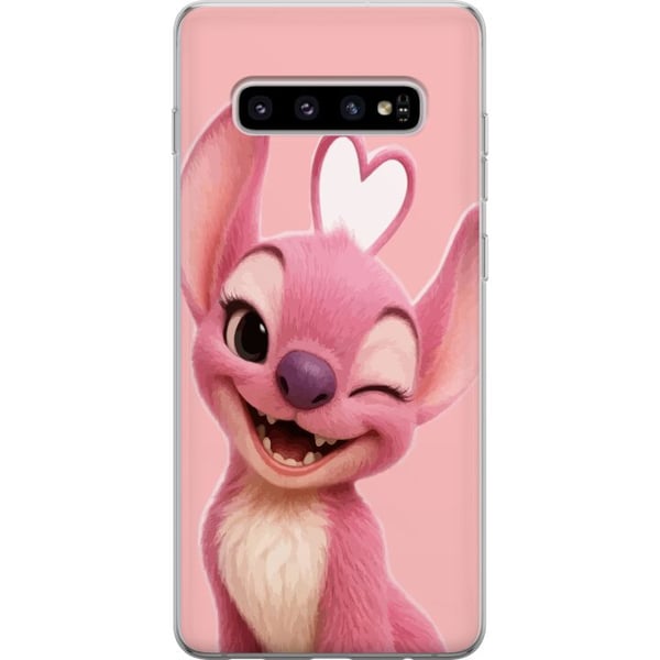 Kompatibelt Mobildeksel til Samsung Galaxy S10+ Rosa englefigur som blinker, søtt design med hjerte, kjærlighet, lekenhet og søt energi i pastelltone