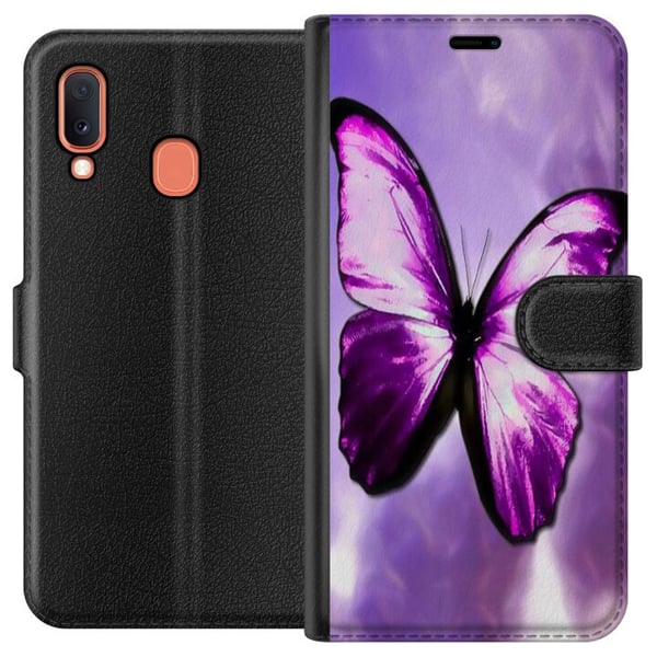 Kompatibelt Plånboksfodral till Samsung Galaxy A20e Fjäril
