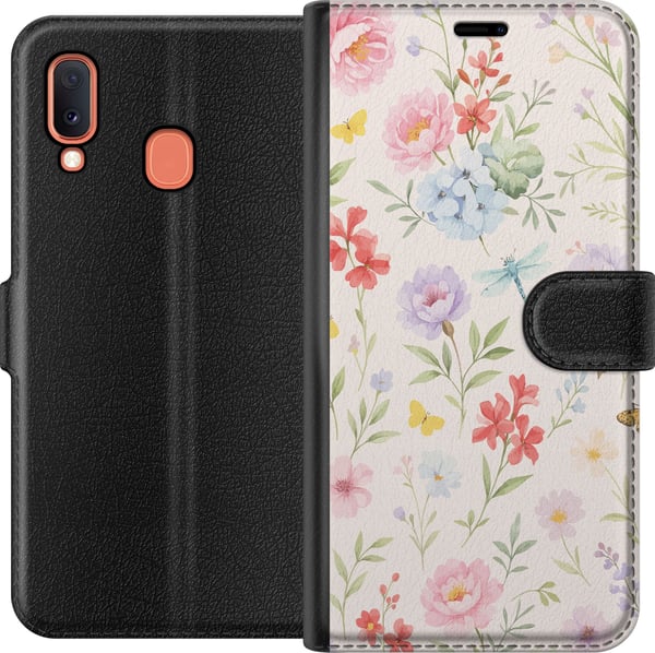 Kompatibelt Plånboksfodral till Samsung Galaxy A20e Blommor