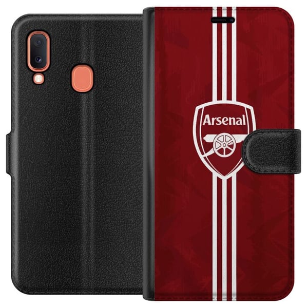 Kompatibelt Plånboksfodral till Samsung Galaxy A20e Arsenal Emblem Fotboll Premier League Klubbmärke Röd Vit Kompatibelt Plånboksfodral till Samsung Galaxy A20e Arsenal Emblem Fotboll Premier League Klubbmärke Röd Vit