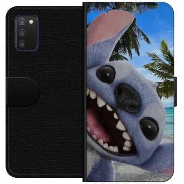 Kompatibelt Lommeboketui til Samsung Galaxy A03s Stitch mobildeksel med palmer i søtt vennskapsdesign.