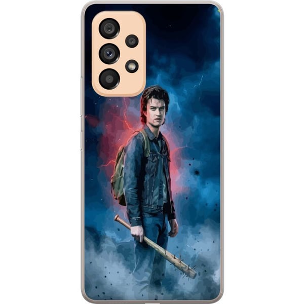Kompatibelt Mobildeksel til Samsung Galaxy A53 5G Stranger Things-portrett med baseballtre, lyn og dramatisk bakgrunn