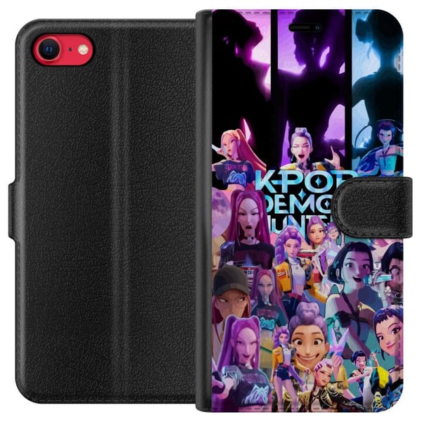 Kompatibel Tegnebogsetui til Apple iPhone 8 KPop Demon Hunters mørk anime-vinylfigur