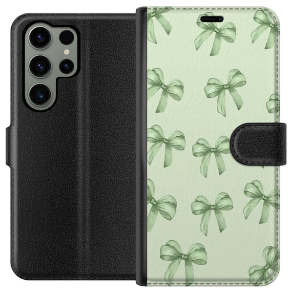 Kompatibel Tegnebogsetui til Samsung Galaxy S23 Ultra Grønne rosetter mønster sødt pastel sløjfemønster sømløst gavebånd æstetisk baggrund motiv plak Kompatibel Tegnebogsetui til Samsung Galaxy S23 Ultra Grønne rosetter mønster sødt pastel sløjfemønster sømløst gavebånd æstetisk baggrund motiv plak