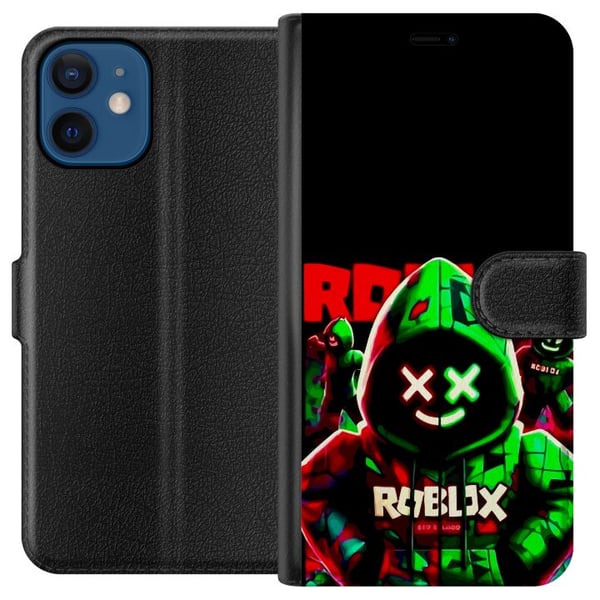 Kompatibelt Lommeboketui til Apple iPhone 12 Roblox Shadow Squad-design i en mørk, neoninspirert stil med grønne og røde kontraster for en kul, inten