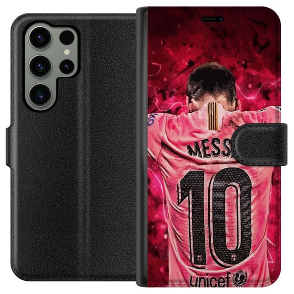 Kompatibelt Plånboksfodral till Samsung Galaxy S23 Ultra Messi Fotboll Barcelona Argentina Motiv Legendarisk Spelare
