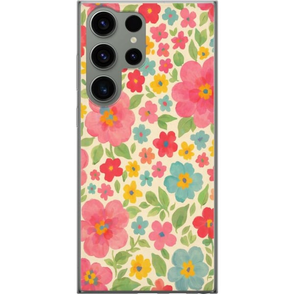 Kompatibel Mobilcover til Samsung Galaxy S23 Ultra Legesyge blomster i et farverigt håndmalet mønster Kompatibel Mobilcover til Samsung Galaxy S23 Ultra Legesyge blomster i et farverigt håndmalet mønster