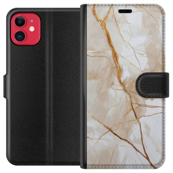 Kompatibel Tegnebogsetui til Apple iPhone 11 Hvid marmor med guldårer, elegant og luksuriøst design perfekt til dig, der elsker stil og klasse Kompatibel Tegnebogsetui til Apple iPhone 11 Hvid marmor med guldårer, elegant og luksuriøst design perfekt til dig, der elsker stil og klasse
