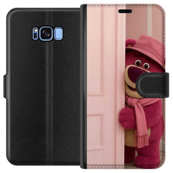 Kompatibelt Plånboksfodral till Samsung Galaxy S8 Rosa nalle med hatt och scarf söt pastellfärgad design fylld av kärlek humor och värme