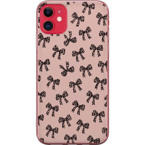Kompatibelt Mobildeksel til Apple iPhone 11 sløyfe mønster leopard rosetter rosa søt mote jentete retro design trykk tapet stil rosa bakgrunn kunst