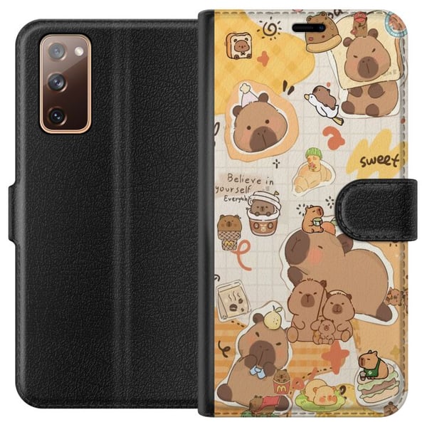 Kompatibelt Lommeboketui til Samsung Galaxy S20 FE Kawaii capybara mobilskal med gulliga djurmotiv