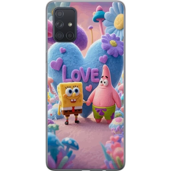 Kompatibel Mobilcover til Samsung Galaxy A71 SvampeBob og Patrick kærlighed farverig pastelverden med hjerter blomster og venskab i ægte glædesstil