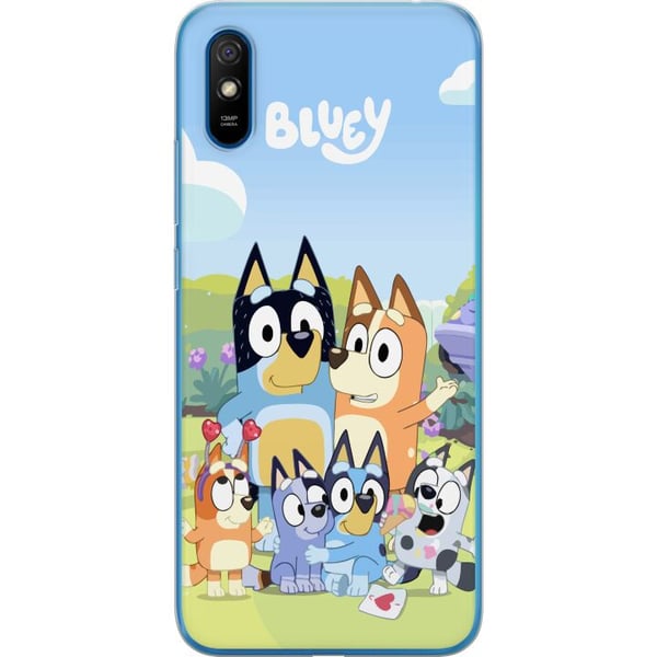 Kompatibel Mobilcover til Xiaomi Redmi 9A Bluey mobilcover med hele familien i farverigt design