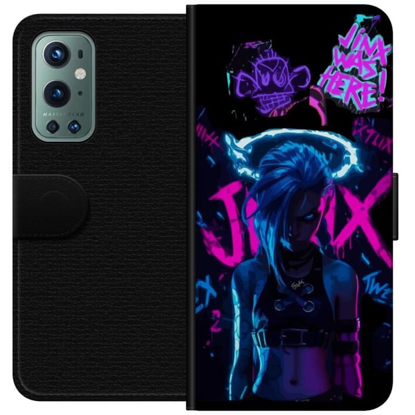 Kompatibelt Plånboksfodral till OnePlus 9 Pro Arcane Jinx poster League of Legends LoL graffiti neon anime Netflix gaming character fanart design