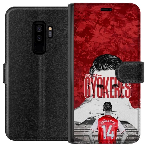 Kompatibelt Plånboksfodral till Samsung Galaxy S9+ Viktor Gyökeres kraftfullt fotbollsmotiv i röd ton med energi och passion