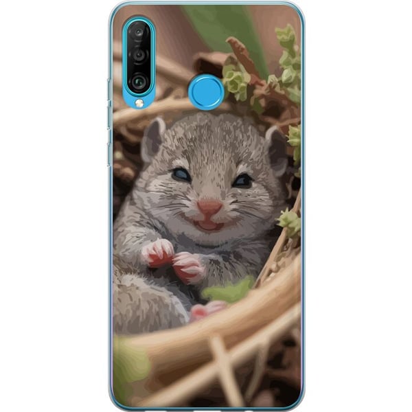 Kompatibel Mobilcover til Huawei P30 lite Råtta Leende Djurmotiv Stadsmotiv Urban Grafisk Design
