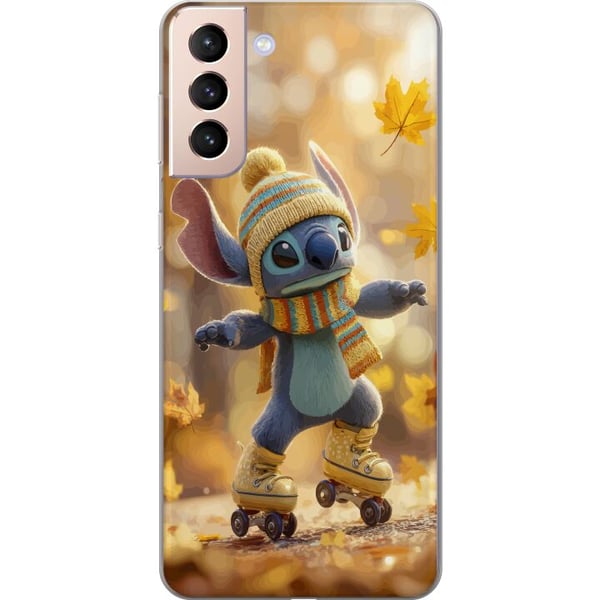 Kompatibelt Mobildeksel til Samsung Galaxy S21 Hustinspirert Stitch på rulleskøyter med lue skjerf og løv varm søt illustrasjon for Disney-elskere