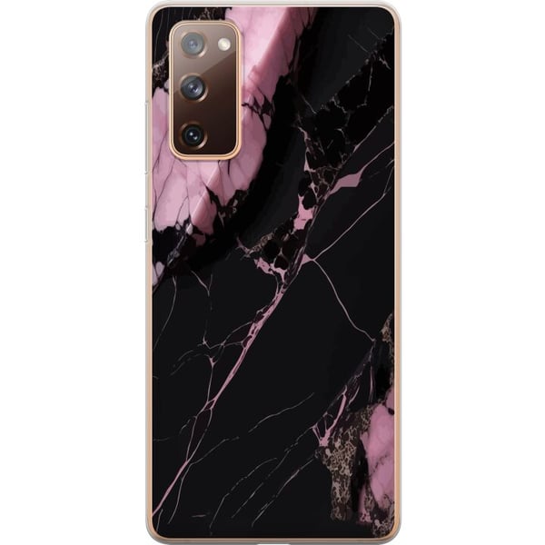 Kompatibelt Mobilskal till Samsung Galaxy S20 FE Svart och rosa marmormönster med kraftiga kontraster, skarpa spricklinjer och polerad stenestetik